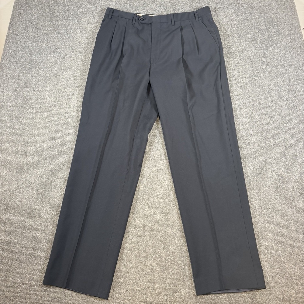 Canali Dress Pants Men's 52R (Fits 34x31) Gray 100% Wool Pleated Front Italy